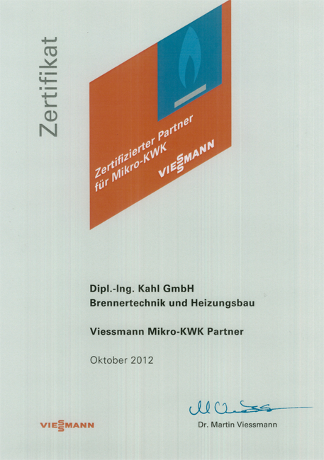 2012 Zertifikat Brennertechnik und Heizungsbau